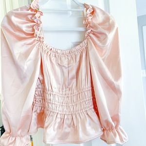 Satin smocked blouse!